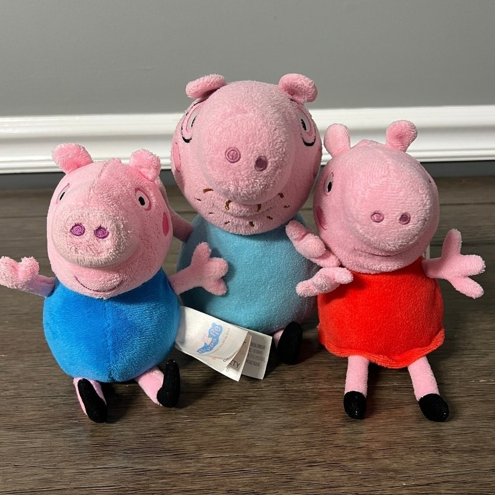Peppa Pig Family Daddy, George And Peppa Lost of 3 Plush‎ Bundle